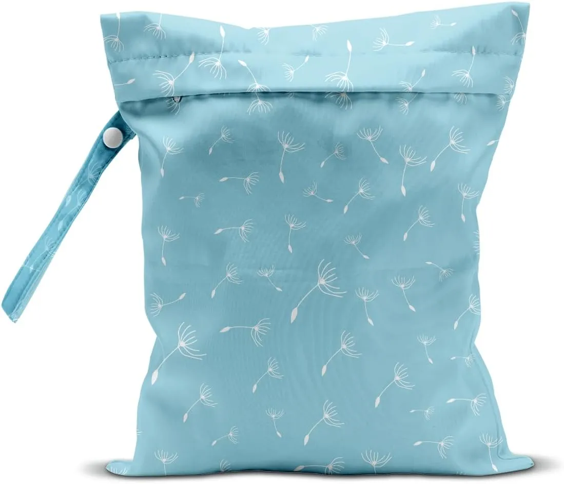 Wet Bag for Swimsuit Pool Travel Baby Cloth Diapers Dirty Yoga Gym Clothes Beach Bags Summer Gifts for Women Men Beach Vacation Essentials Dandelion Blue Waterproof Wet Dry Bag Travel Laundry Bags