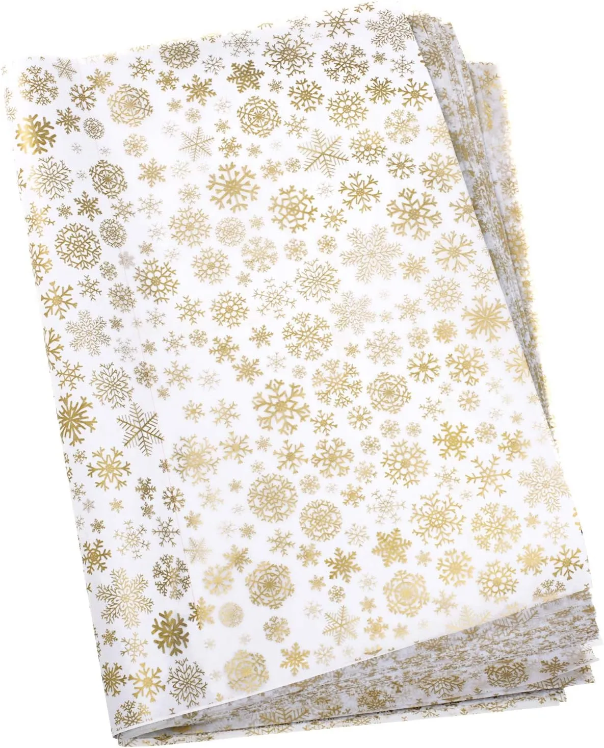 Whaline Snowflake Tissue Paper 20" x 28" Christmas Metallic Acid Free Wrapping Paper Bulk Big Size for Home, DIY and Craft, Gift Bags New Year Decorations, 60 Sheets (Gold)