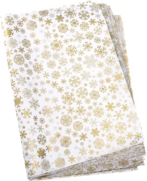 Whaline Snowflake Tissue Paper 20" x 28" Christmas Metallic Acid Free Wrapping Paper Bulk Big Size for Home, DIY and Craft, Gift Bags New Year Decorations, 60 Sheets (Gold)