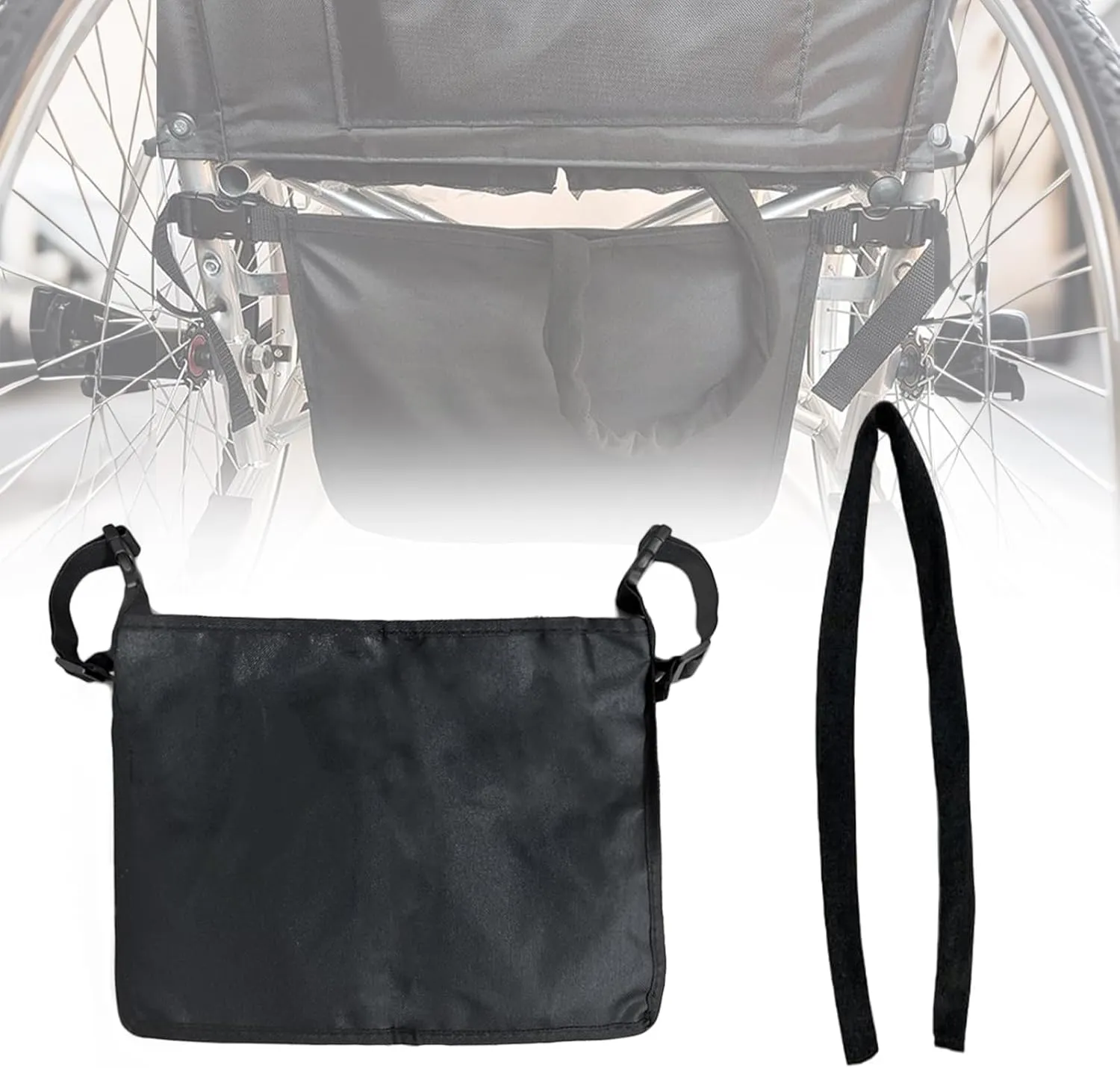 Wheelchair Urinary Bag Holder with Tube Cover Set - Foley Drainage Privacy Cover Under Basket Seat Urine Collector Storage, Adjustable