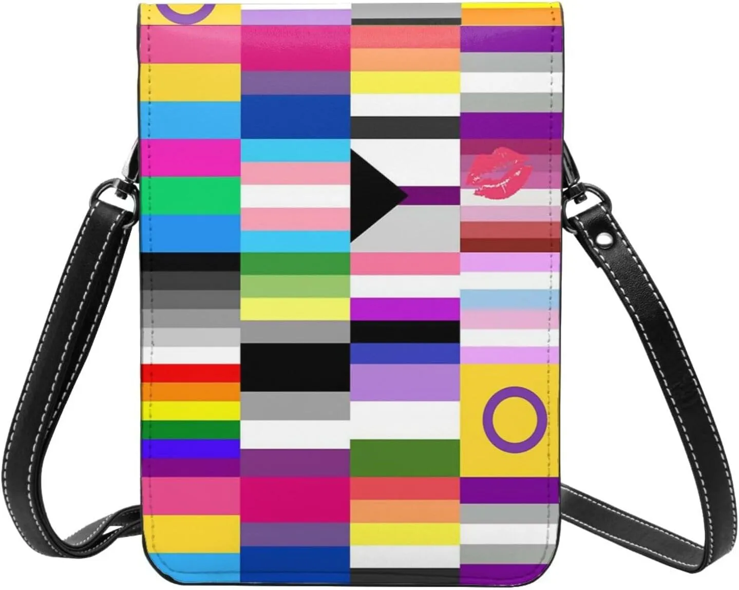 White Black Tiger Stripe Animal Leather Crossbody Cell Phone Purse Small Wallet Bags Adjustable Phone Bag for Women
