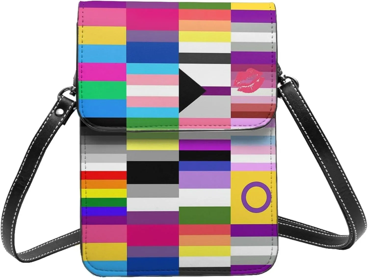 White Black Tiger Stripe Animal Leather Crossbody Cell Phone Purse Small Wallet Bags Adjustable Phone Bag for Women