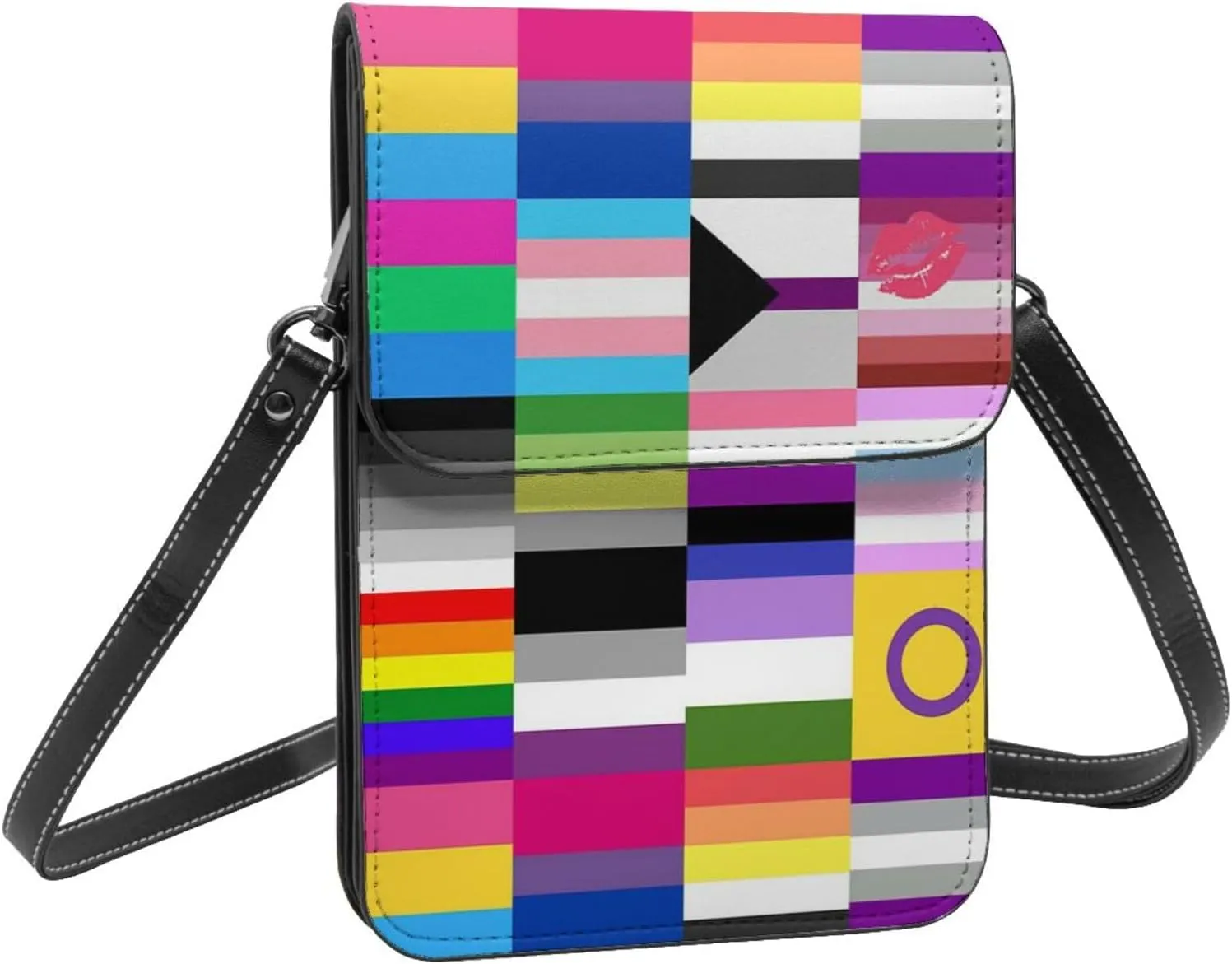 White Black Tiger Stripe Animal Leather Crossbody Cell Phone Purse Small Wallet Bags Adjustable Phone Bag for Women