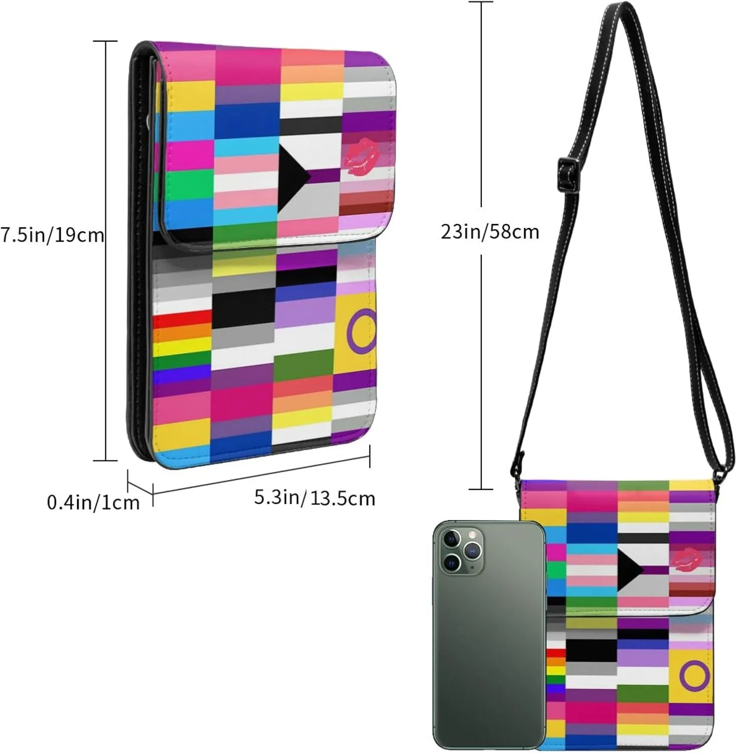 White Black Tiger Stripe Animal Leather Crossbody Cell Phone Purse Small Wallet Bags Adjustable Phone Bag for Women