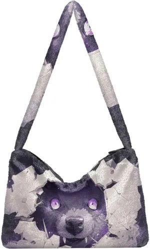 White Brown Snakeskin Texture Ladies Shoulder Bag, Plush Tote Bag Women, Autumn Handbags