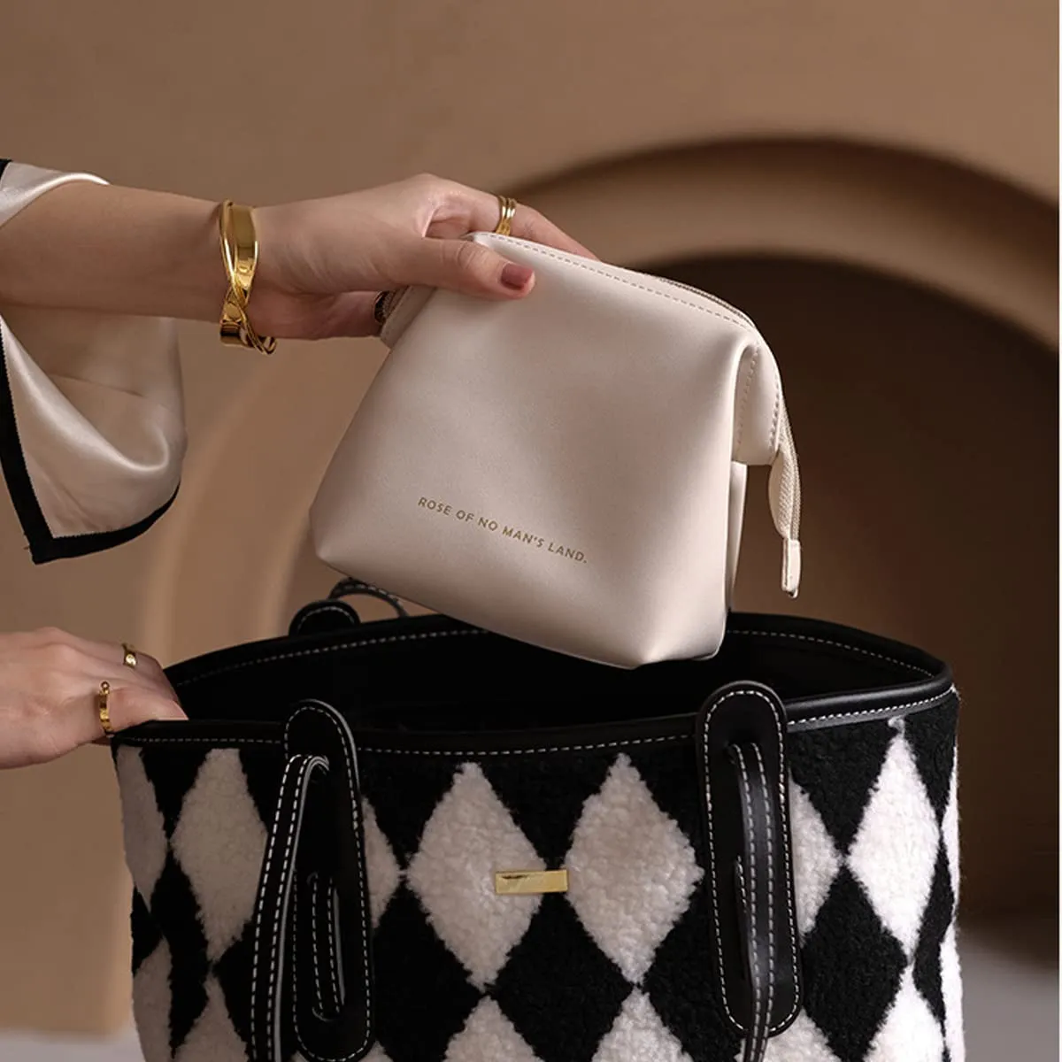 White Cloud Shape Cute Small Makeup Bag for Purse Puffer Cosmetic Bag for Women Makeup Pouches for Travel (White)