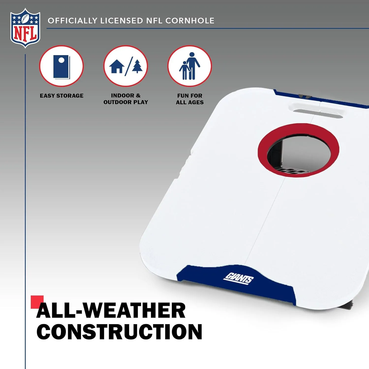 Wild Sports NFL Pro Football All-Weather Cornhole Set - Travel Bean Bag Toss Set Includes 8 Bean Bags