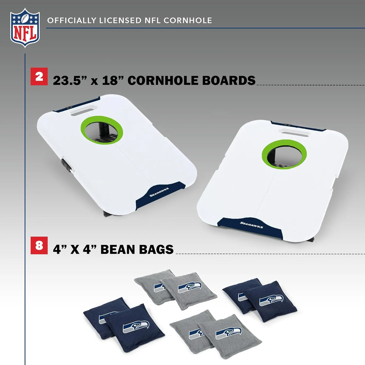 Wild Sports NFL Pro Football All-Weather Cornhole Set - Travel Bean Bag Toss Set Includes 8 Bean Bags