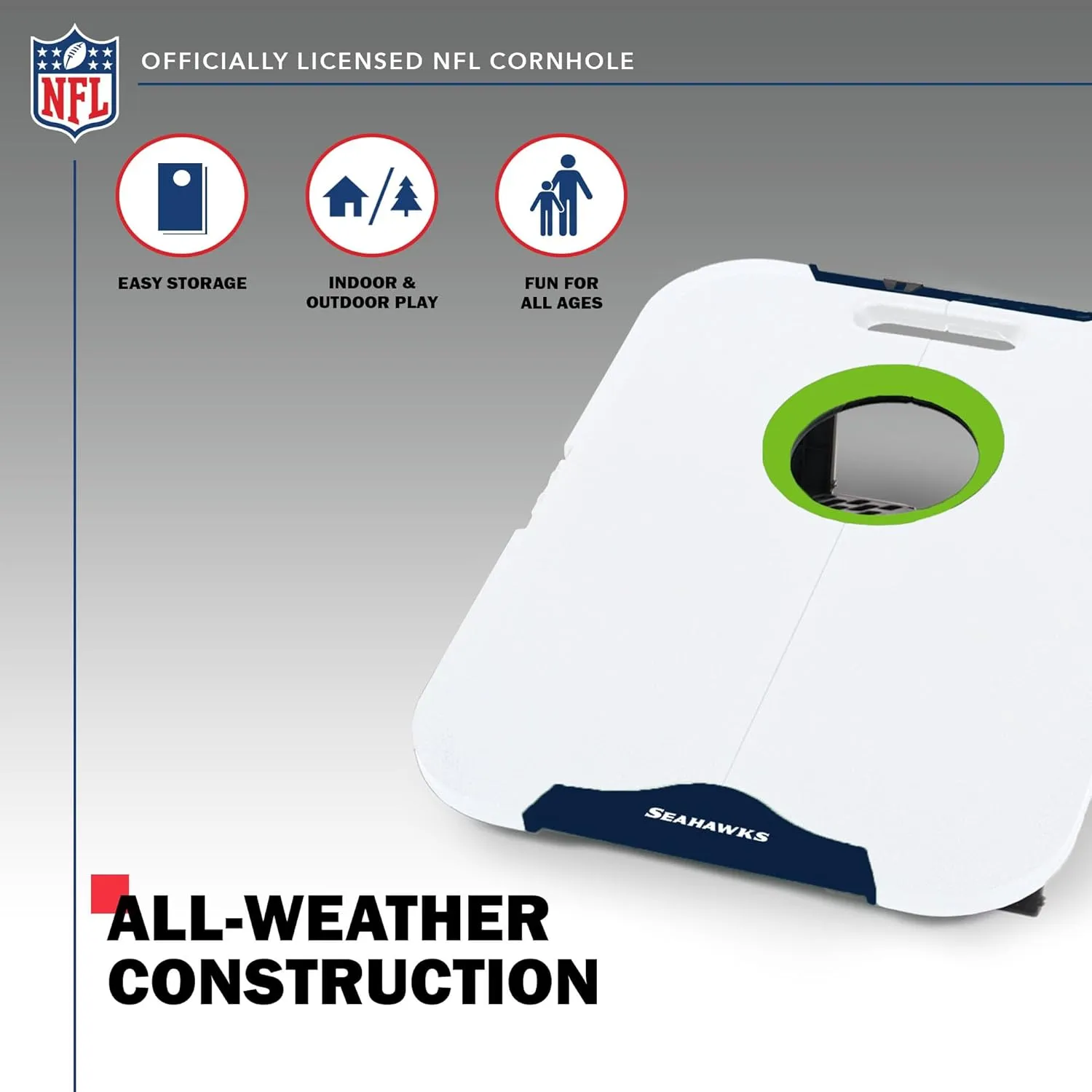 Wild Sports NFL Pro Football All-Weather Cornhole Set - Travel Bean Bag Toss Set Includes 8 Bean Bags