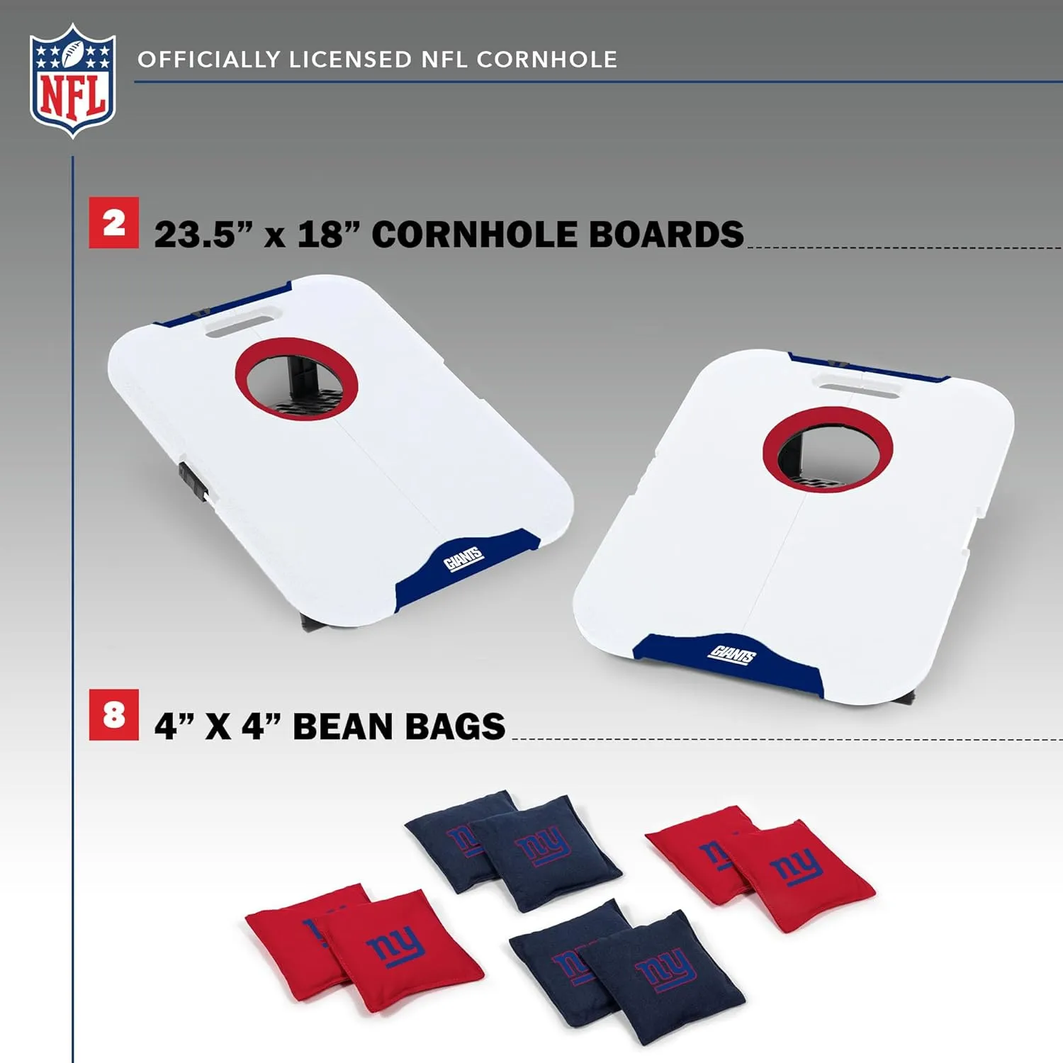 Wild Sports NFL Pro Football All-Weather Cornhole Set - Travel Bean Bag Toss Set Includes 8 Bean Bags