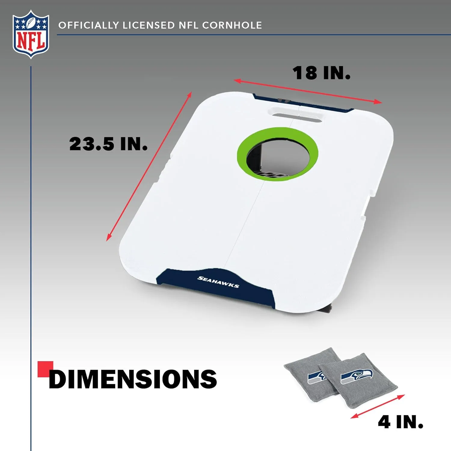 Wild Sports NFL Pro Football All-Weather Cornhole Set - Travel Bean Bag Toss Set Includes 8 Bean Bags