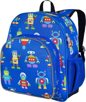 Wildkin 12-inch Kids Backpack – Padded, Adjustable, Ideal for Daycare & Travel - Robots
