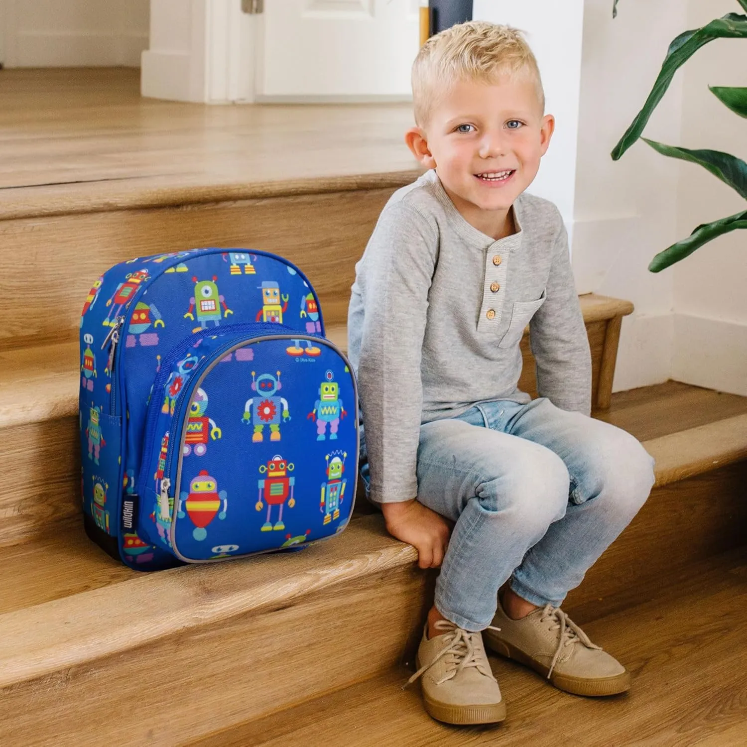 Wildkin 12-inch Kids Backpack – Padded, Adjustable, Ideal for Daycare & Travel - Robots