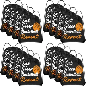 Windyun 16 Pcs Ball Drawstring Backpack Bulk Lightweight Draw String Bags Cinch Bags Drawstring Cinch Sack Tote(Basketball)