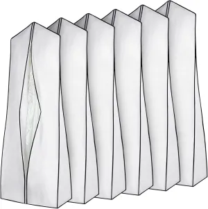 Woanger 6 Pcs 70.9" x 24" x 12" Bridal Wedding Gown Dress Garment Bag for Travel Large Garment Covers Hanging Foldable Non Woven Wedding Dress Bag for Storage Zipped Long Dress Cover (White)