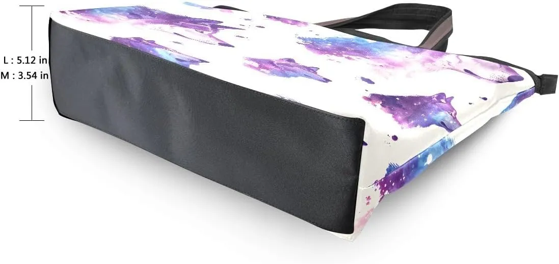 Wolf Purple Nebulae Shoulder Bags Large Handle Ladies Handbag