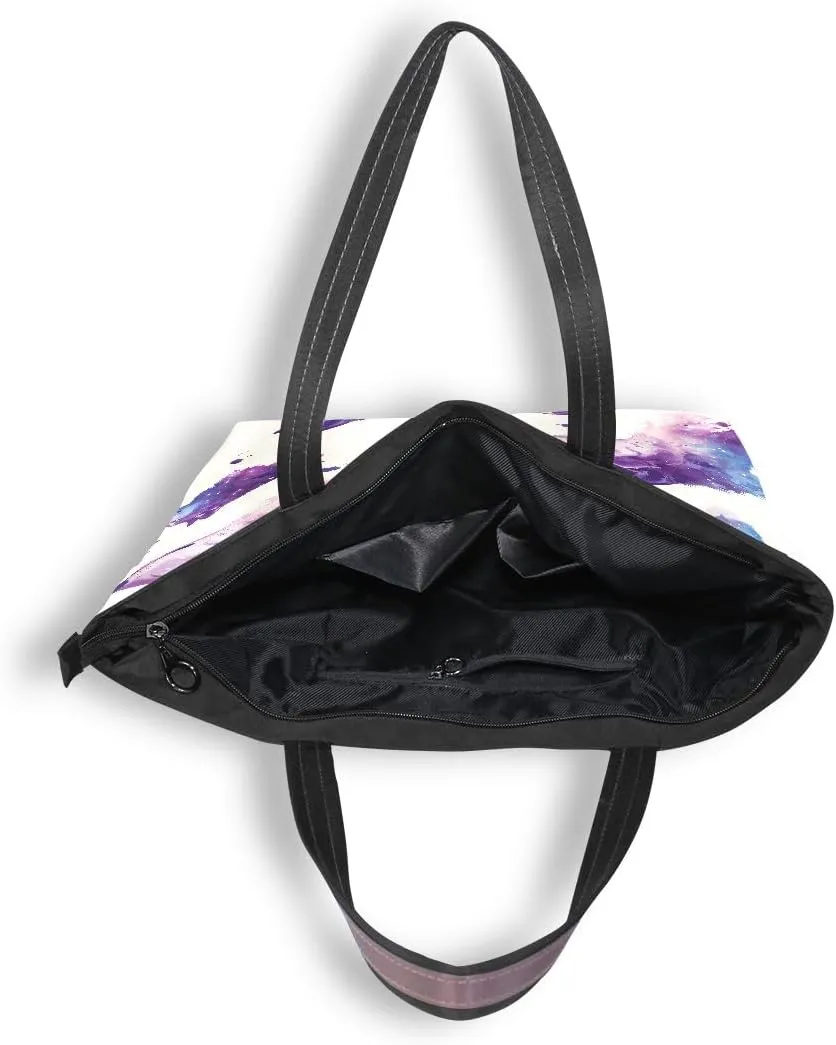 Wolf Purple Nebulae Shoulder Bags Large Handle Ladies Handbag