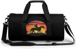 Woman Horse Riding Texas Ranch Lightweight Gym Bag for Men Women Travel Duffel Bag Sports Workout Bag with Adjustable Strap