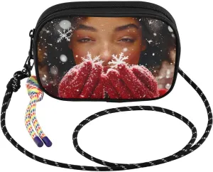 Woman Snowflake Red Small Crossbody Bags for Women Cell Phone Purses Women's Shoulder Handbag Wallet Purse