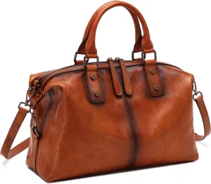 Women Genuine Leather Handbags vintage purses Top Handle Satchel and tote Crossbody Shoulder bags