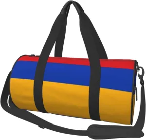 Women Men Armenian Flag Round Duffel Weekender Bag Travel Bag