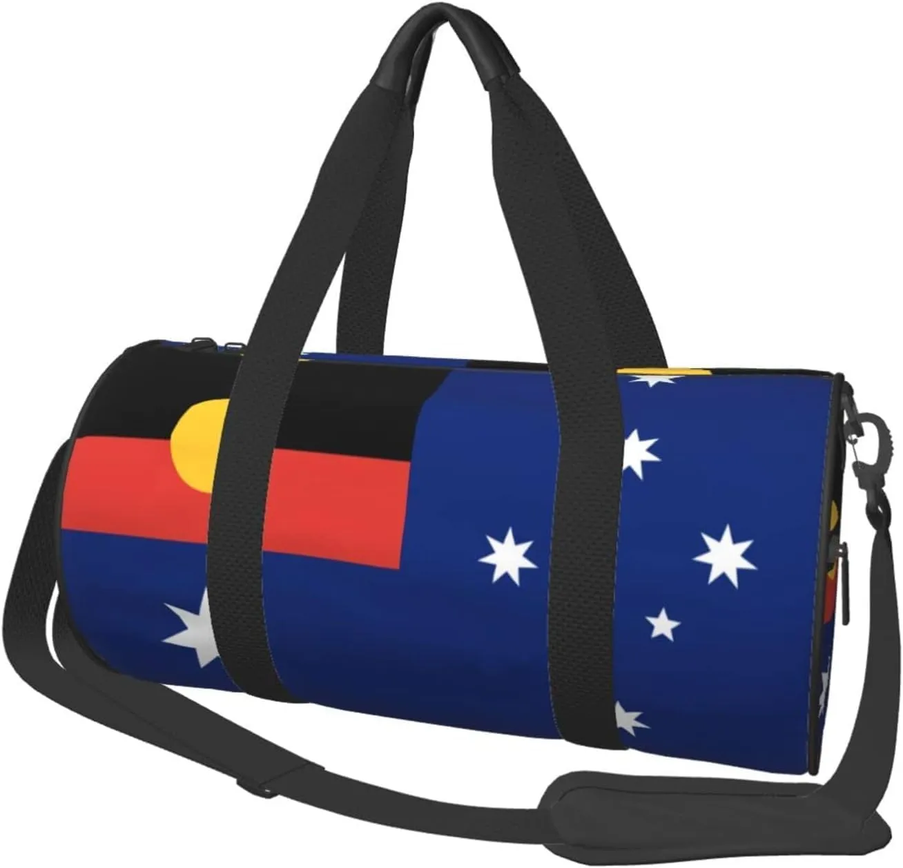 Women Men Australian Flag with Aboriginal Flag Round Duffel Weekender Bag Travel Bag
