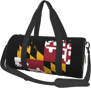 Women Men Maryland Flag Round Duffel Weekender Bag Travel Bag