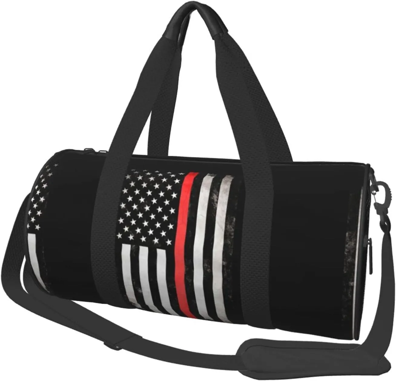 Women Men Thin Red Line Flag Fireman Round Duffel Weekender Bag Travel Bag