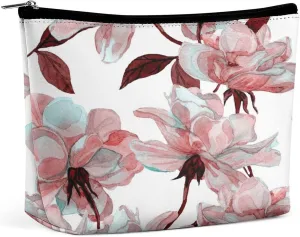 Women PU Leather Cosmetic Bag, Makeup Case Purse Holder Zipper Pouch Handbag Organizer Toiletry Storage 6.8x5.9x2.3 in