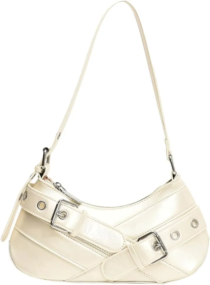 Women PU Leather Punk Shoulder Bag Y2K Crossbody Bag Vintage Clutch Purse Adjustable Strap Armpit Bag for Vacation T