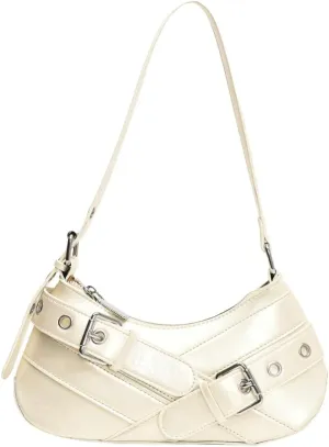 Women PU Leather Punk Shoulder Bag Y2K Crossbody Bag Vintage Clutch Purse Adjustable Strap Armpit Bag for Vacation T