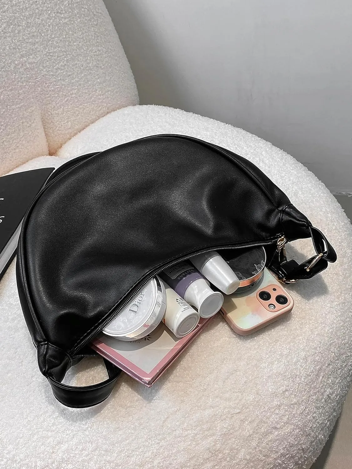 Women Shoulder Bag Crossbody Dumpling Bags Soft Vegan Leather with Adjustable Strap