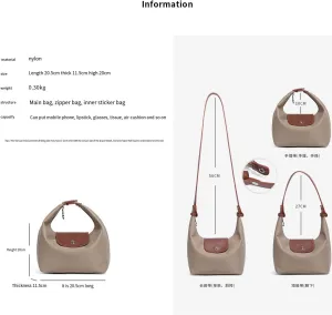 Women's Commuter Vintage Handbags In Contrasting Colors Shoulder Bags Adjustable Crossbody Bag Nylon Purses