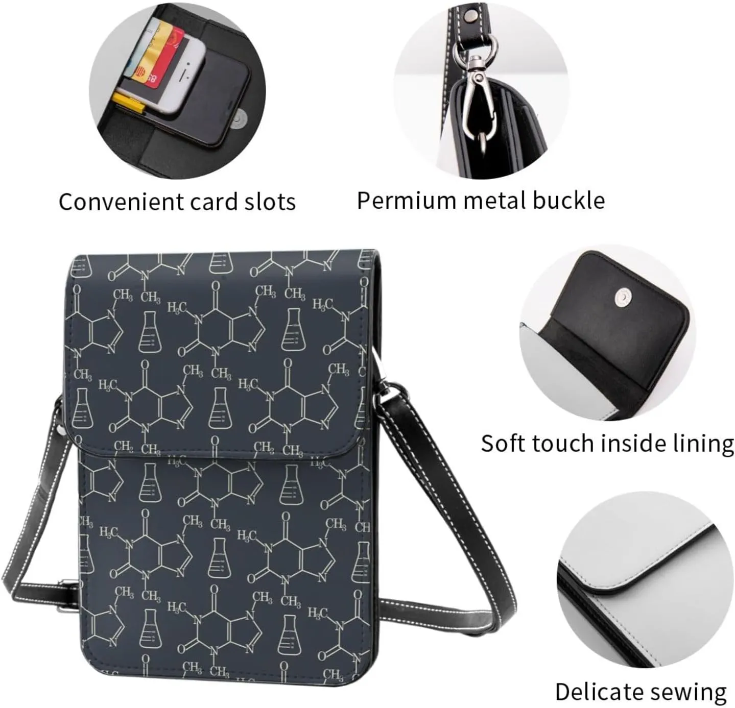 Womens Crossbody Bags Rabbit Pattern Phone Bag Wallet Purses Adjustable Strap