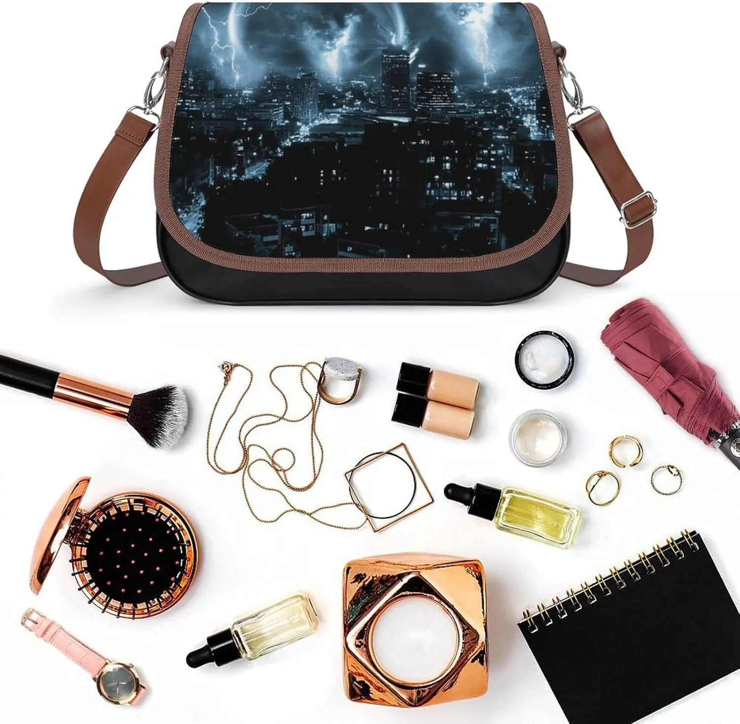 Womens Crossbody Purse Lightweight PU Leather Shoulder Bag Waterproof Messenger Bags