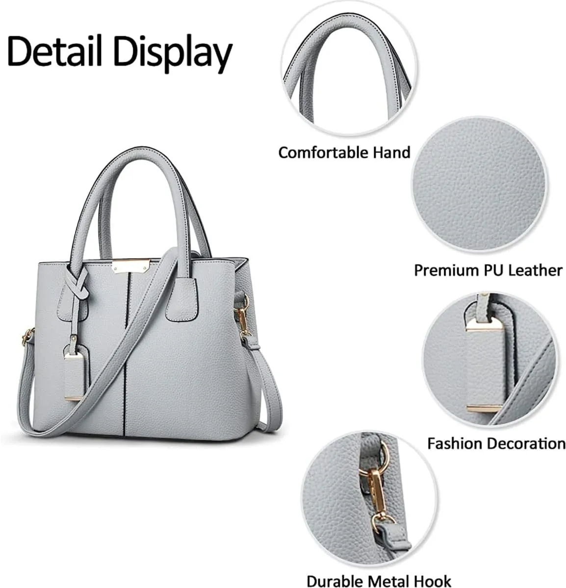 Womens Handbags and Purses Fashion Top Handle Satchel Tote PU Leather Shoulder Bags