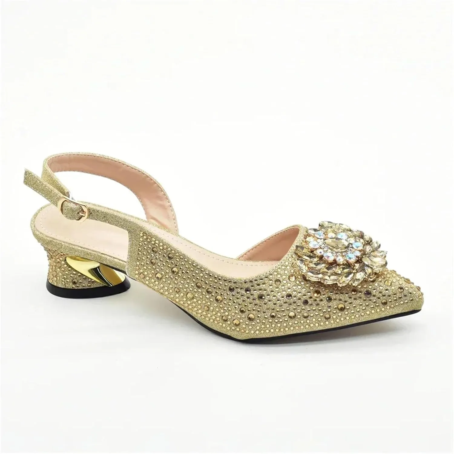 Womens Italian Designer Inspired Evening Shoes and Shoulder Bag Set Rhinestone Decorated High Heels for Formal