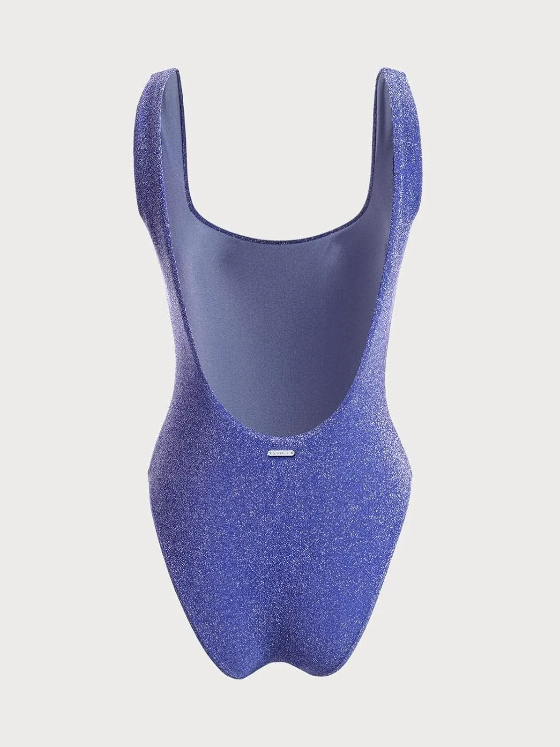 Women's Lurex One Piece Swimsuit Square Neck Tummy Control Backless Bathing Suits