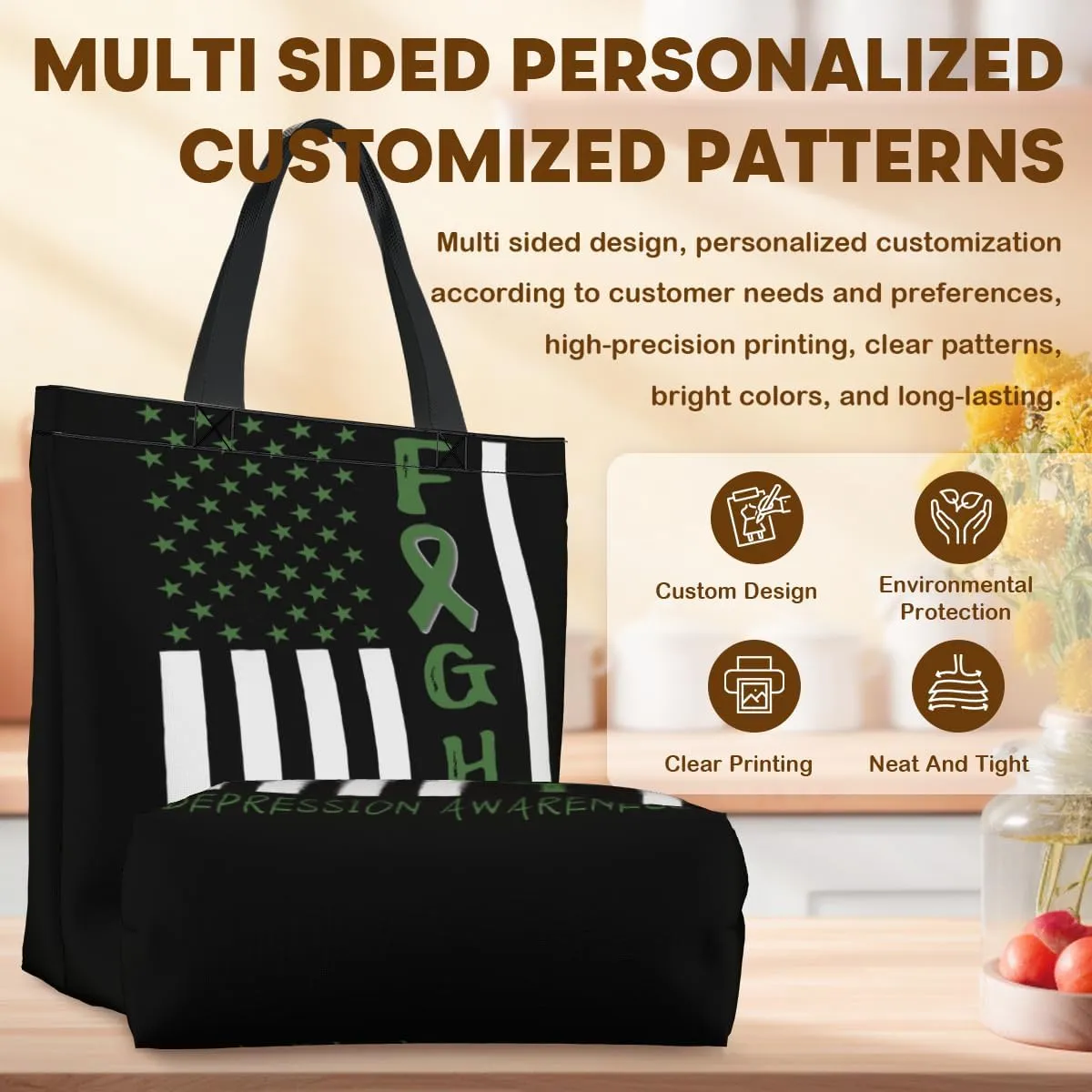 Women's Men Large Kitchen Reusable Grocery Bags Shoulder Bags With Zipper Beach Shopping Bag for Outdoors