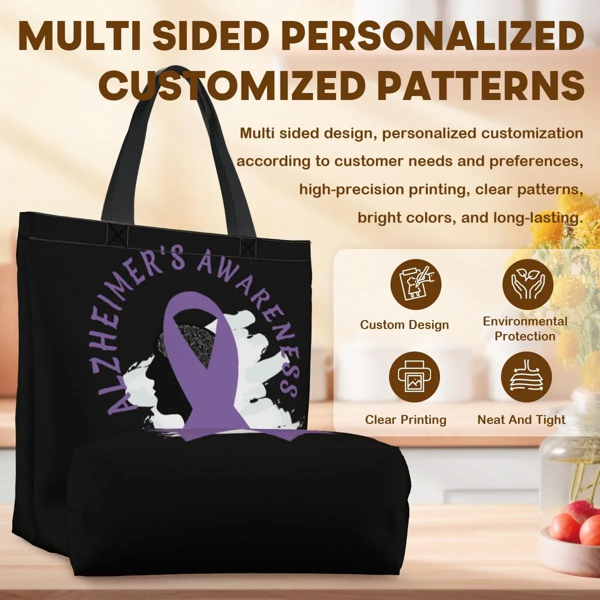 Women's Men Large Kitchen Reusable Grocery Bags Shoulder Bags With Zipper Beach Shopping Bag for Outdoors