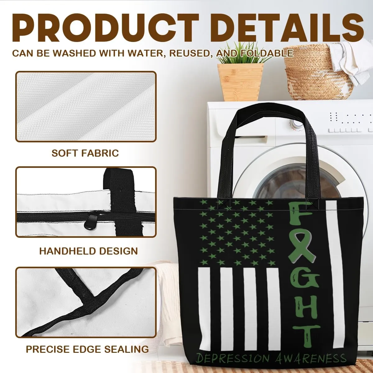 Women's Men Large Kitchen Reusable Grocery Bags Shoulder Bags With Zipper Beach Shopping Bag for Outdoors