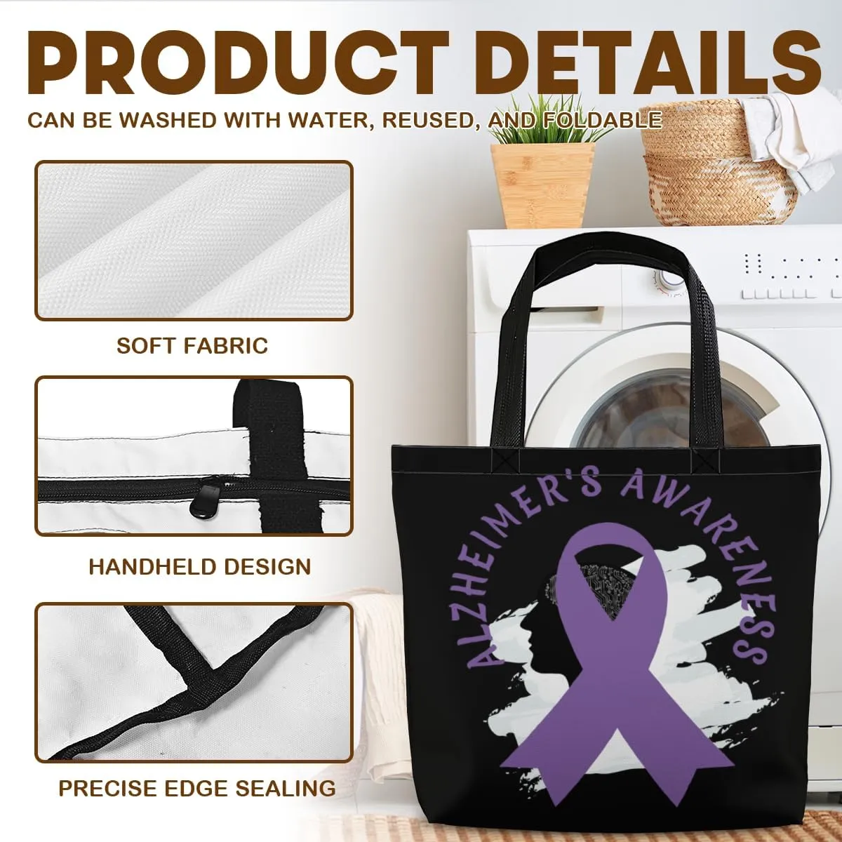 Women's Men Large Kitchen Reusable Grocery Bags Shoulder Bags With Zipper Beach Shopping Bag for Outdoors