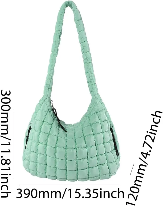 Women's New Large Capacity Quilted Handbag Puffer Shoulder Bag - Lightweight Quilted Padded Hobo Bag Quilted Bag