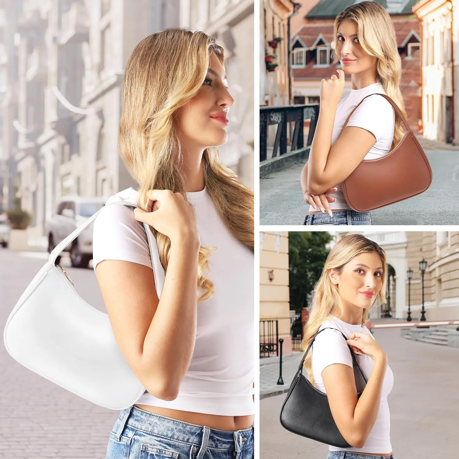 Women's Shoulder Bags, Small Hobo Tote Elegant Clutch Purse with Zipper Closure