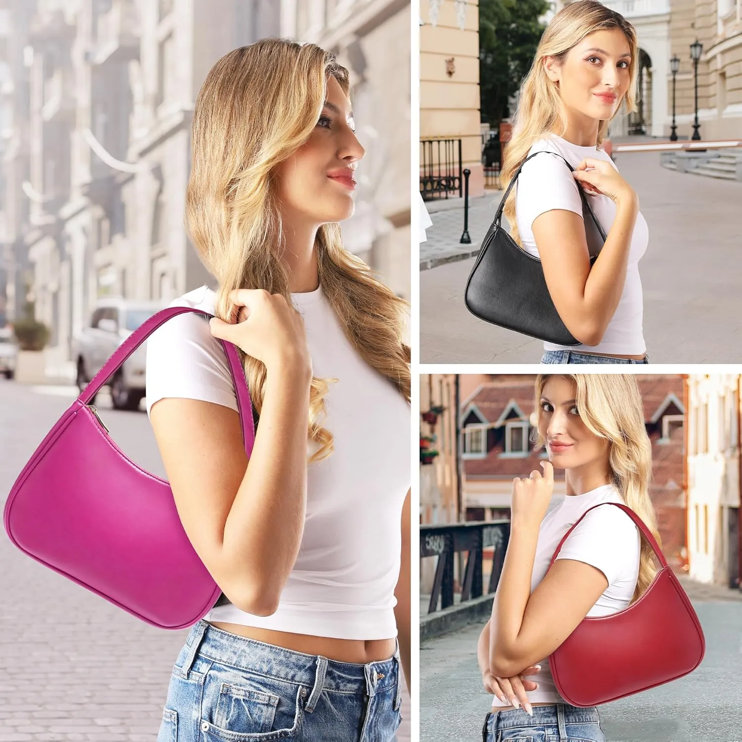 Women's Shoulder Bags, Small Hobo Tote Elegant Clutch Purse with Zipper Closure
