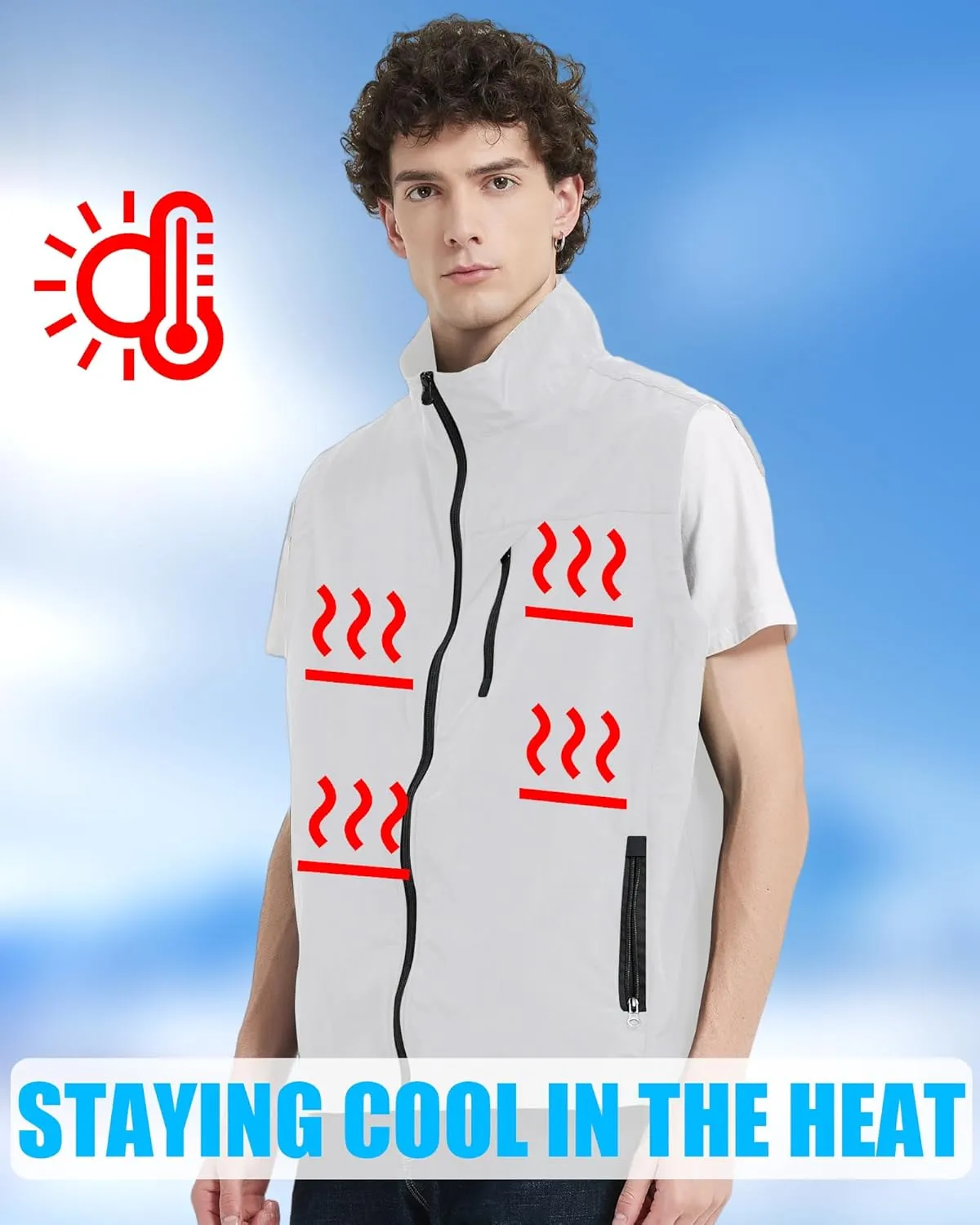 Work Cooling Vest for Men and Women, with 24 Ice Bags Cool Lightweight Fishing Vest, 6 Cooling Zones