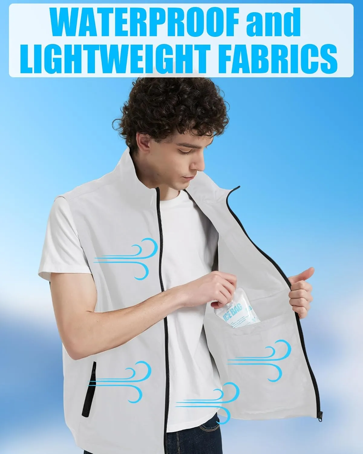 Work Cooling Vest for Men and Women, with 24 Ice Bags Cool Lightweight Fishing Vest, 6 Cooling Zones