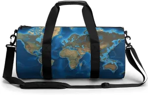 World Map Gym Bag for Men Women Water Resistant Duffle Bag Travel Lightweight Bag for Travel Sports