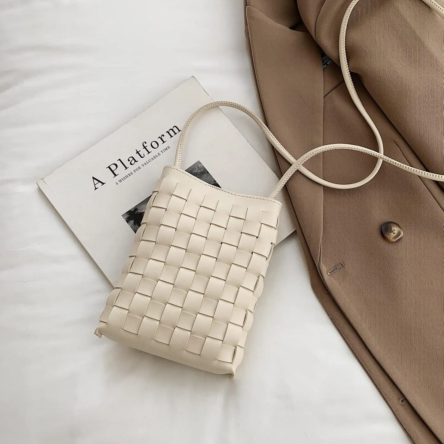 Woven Small Crossbody Bags Cell Phone Purse for Women Teen Girls Small Shoulder Phone Bag