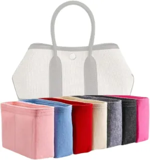 Xoppia Bag Organizer compatible with Hermes Neo Garden 23 Bag. Felt Insert for Handbag. Bag Liner for Women Tote Bags. (Beige, Style B: Side Zipper)